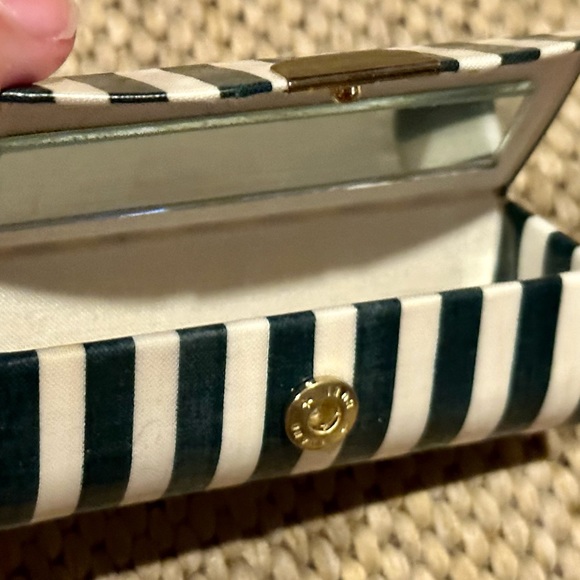 Women’s Striped Travel Cosmetic Case/Bag & Matching Lipstick Holder w/ Mirror - Picture 8 of 16